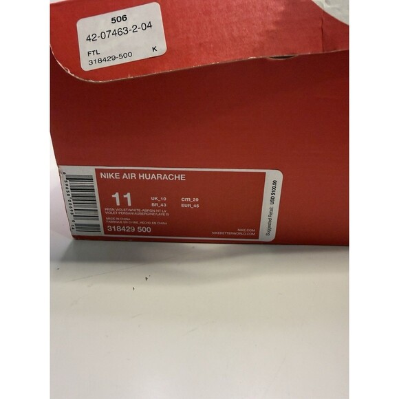 Nike Air Huarache Persian Violet White Black 318429-500 Size 11 w/ Box - Picture 11 of 11